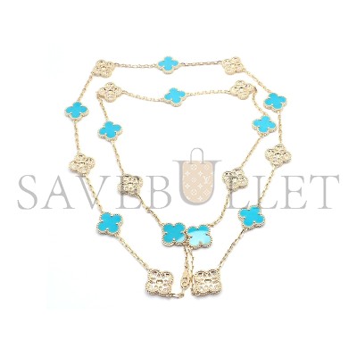 VAN CLEEF & ARPELS YELLOW GOLD DIAMOND TURQUOISE NECKLACE 226869 VAN CLEEF & ARPELS YELLOW GOLD DIAMOND TURQUOISE NECKLACE 226869